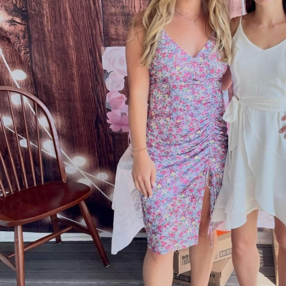 BCBGeneration Lavender Dress with Floral Straps